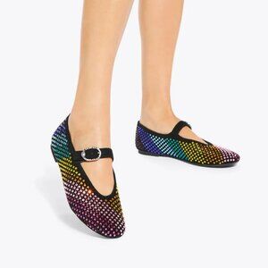 Kurt Geiger London $145 Mayfair Ballet Flat Black Combination Sz 8.5 NIB!